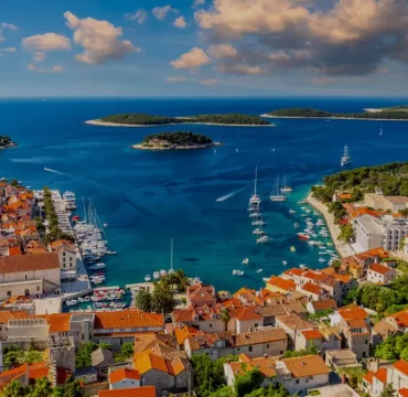 Old Town Hvar, Hvar Island,Famous Image from Fortica Fortress